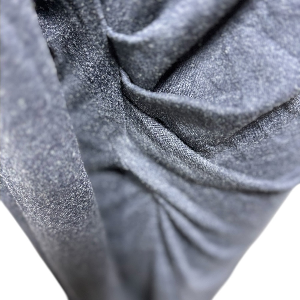 Ann Taylor Charcoal Grey Ruched Faux Wrap Dress‎ Long Sleeve V-Neck Size 6 #773 - Picture 7 of 11